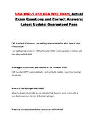CSA W47.1 and CSA W59 Exam| Actual Exam Questions and Correct Answers| Latest Update