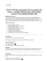WGU C719 Macroeconomics Pre-Assessment OA Exam – Complete 500 Questions with Verified Answ