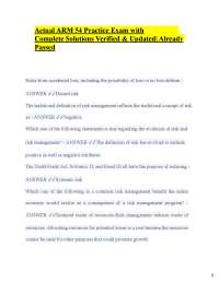 Actual ARM 54 Practice Exam with Complete Solutions Verified & Updated| Already Passed R
