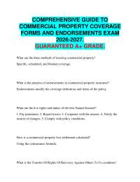COMPREHENSIVE GUIDE TO COMMERCIAL PROPERTY COVERAGE FORMS AND ENDORSEMENTS EXAM 2026-2027.