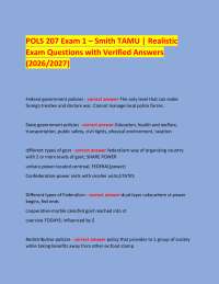 POLS 207 Exam 1 – Smith TAMU | Realistic Exam Questions with Verified Answers (2026/2027)
