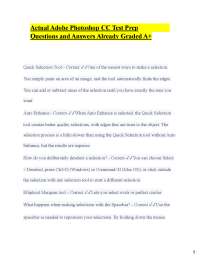 Actual Adobe Photoshop CC Test Prep Questions and Answers Already Graded A+ Quick Selecti