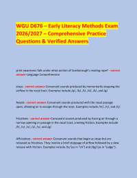 WGU D676 – Early Literacy Methods Exam 2026/2027 – Comprehensive Practice Questions & Ver