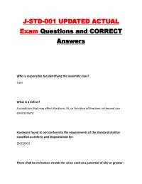 J-STD-001 UPDATED ACTUAL Exam Questions and CORRECT Answers