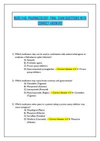 NURS 1140: PHARMACOLOGY: FINAL EXAM QUESTIONS WITH CORRECT ANSWERS