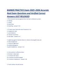 BARBER PRACTICE Exam 2025–2026 Accurate Real Exam Questions and Verified Correct Answers