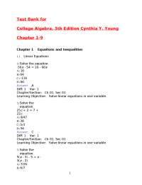 Test Bank for College Algebra 5th Edition by Cynthia Y. Young – Complete Questions, Soluti