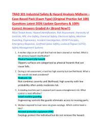 TRAD 301 Industrial Safety & Hazard Analysis Midterm – Case-Based Pack (Exam Type) (Origin