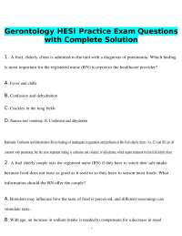 Gerontology HESI Practice Exam Questions with Complete Solution