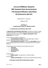 RIASSUNTO - RIPAM 3997 Assistenti Varie Amministrazioni 1100 Assistenti MD: Ordinamenti PA