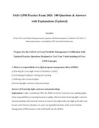 SAFe LPM Practice Exam 2026: 100 Questions & Answers with Explanations [Updated]