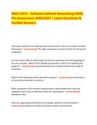 WGU D415 – Software Defined Networking (SDN) Pre-Assessment 2026/2027 | Latest Questions