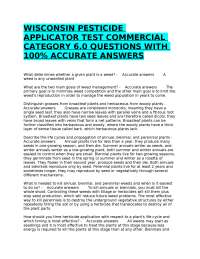 WISCONSIN PESTICIDE APPLICATOR TEST COMMERCIAL CATEGORY 6.0 QUESTIONS AND ANSWERS