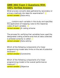 QMB 3602 Exam 2 Questions With 100% Verified Answers