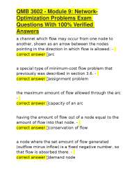 QMB 3602 - Module 9: Network-Optimization Problems Exam Questions With 100% Verified Answe