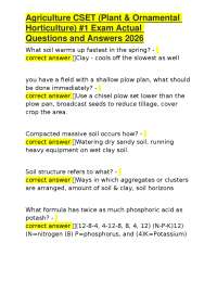 Agriculture CSET (Plant & Ornamental Horticulture) #1 Exam Actual Questions and Answers 20
