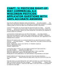CHAPT. 5) PESTICIDE RIGHT-OF-WAY COMMERCIAL 6.0 WISCONSIN PESTICIDE APPLICATOR QUESTIONS