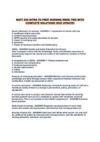 NUFT 202 INTRO TO PROF NURSING WEEK TWO WITH COMPLETE SOLUTIONS 2026 UPDATE!!