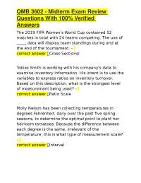 QMB 3602 - Midterm Exam Review Questions With 100% Verified Answers