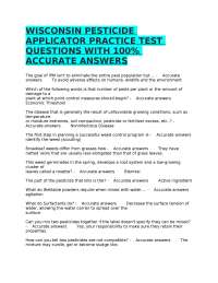 WISCONSIN PESTICIDE APPLICATOR PRACTICE TEST QUESTIONS WITH 100% ACCURATE ANSWERS