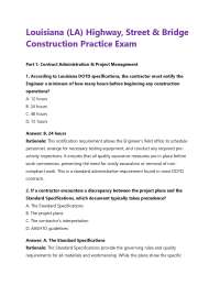Louisiana (LA) Highway, Street & Bridge Construction Practice Exam Questions & Answers Ra