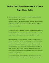 Critical Think Questions A and P 1 Tissue Type Study Guide