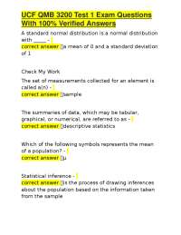 UCF QMB 3200 Test 1 Exam Questions With 100% Verified Answers