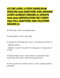 ATI CBC LEVEL 2 STUDY GUIDE EXAM UPDATED 2025 QUESTIONS AND ANSWERS LATEST ALREADY GRADED
