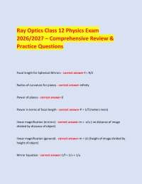 Ray Optics Class 12 Physics Exam 2026/2027 – Comprehensive Review & Practice Questions