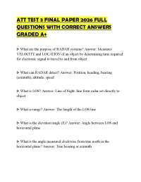 ATT TEST 3 FINAL PAPER 2026 FULL QUESTIONS WITH CORRECT ANSWERS GRADED A+