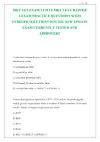 MKT 3413 EXAM 3 CH 14| MKT 3413 CHAPTER 3 EXAM PRACTICE QUESTIONS WITH VERIFIED SOLUTION
