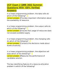 UCF Exam 2 QMB 3602 Summer Questions With 100% Verified Answers