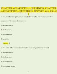 Finance 3000 Exam 3 | Chapters 9 & 10 Conceptual Questions PDF