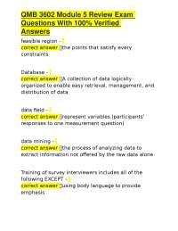 QMB 3602 Module 5 Review Exam Questions With 100% Verified Answers