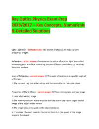 Ray Optics Physics Exam Prep 2026/2027 – Key Concepts, Numericals & Detailed Solutions