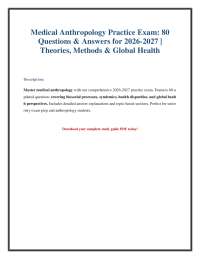 Medical Anthropology Exam Questions 2026-2027 PDF