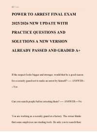 POWER TO ARREST FINAL EXAM 2025/2026 NEW UPDATE WITH PRACTICE QUESTIONS AND SOLUTIONS A