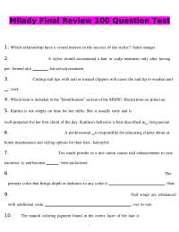 Milady Final Review 100 Question Test