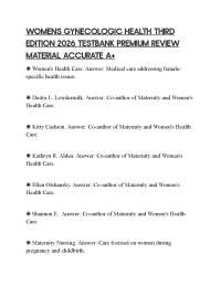 WOMENS GYNECOLOGIC HEALTH THIRD EDITION 2026 TESTBANK PREMIUM REVIEW MATERIAL ACCURATE A+
