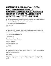 AUTOMATION PRODUCTION SYSTEMS AND COMPUTER-INTEGRATED MANUFACTURING 5E MIKELL GROOVER SOLU
