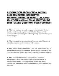AUTOMATION PRODUCTION SYSTEMS AND COMPUTER-INTEGRATED MANUFACTURING 5E MIKELL GROOVER SOLU
