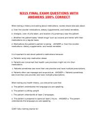 N315 FINAL EXAM QUESTIONS WITH ANSWERS 100% CORRECT.