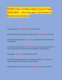 NCERT Class 12 Wave Optics Exam Prep 2026/2027 – Key Concepts, Derivations & Numerical So