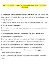 NR 283: Patho | Exam 1 Test Questions with Complete Solution