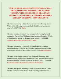 NUR 254 EXAM 4 (GALEN) NEWEST 2026 ACTUAL EXAM| MATERNAL AND PEDIATRICS EXAM 4 REVIEW