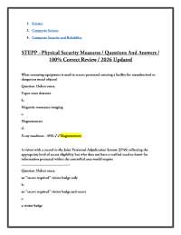 STEPP - Physical Security Measures - Questions And Answers - 100% Correct Review - 2026 Up