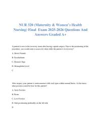 NUR 320 Final Exam 2025: Maternity & Perioperative Nursing Study Guide