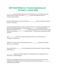 EDF 6222 Midterm // Correct Questions & Answers | Latest 2026