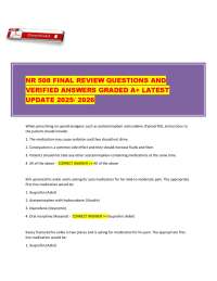 NR 508 Final Exam Review: Advanced Pharmacology Questions & Verified Answers