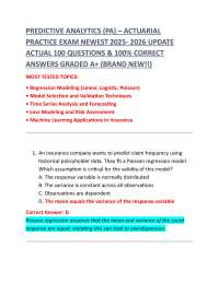 PREDICTIVE ANALYTICS (PA) – ACTUARIAL PRACTICE EXAM NEWEST 2025- 2026 UPDATE ACTUAL 100